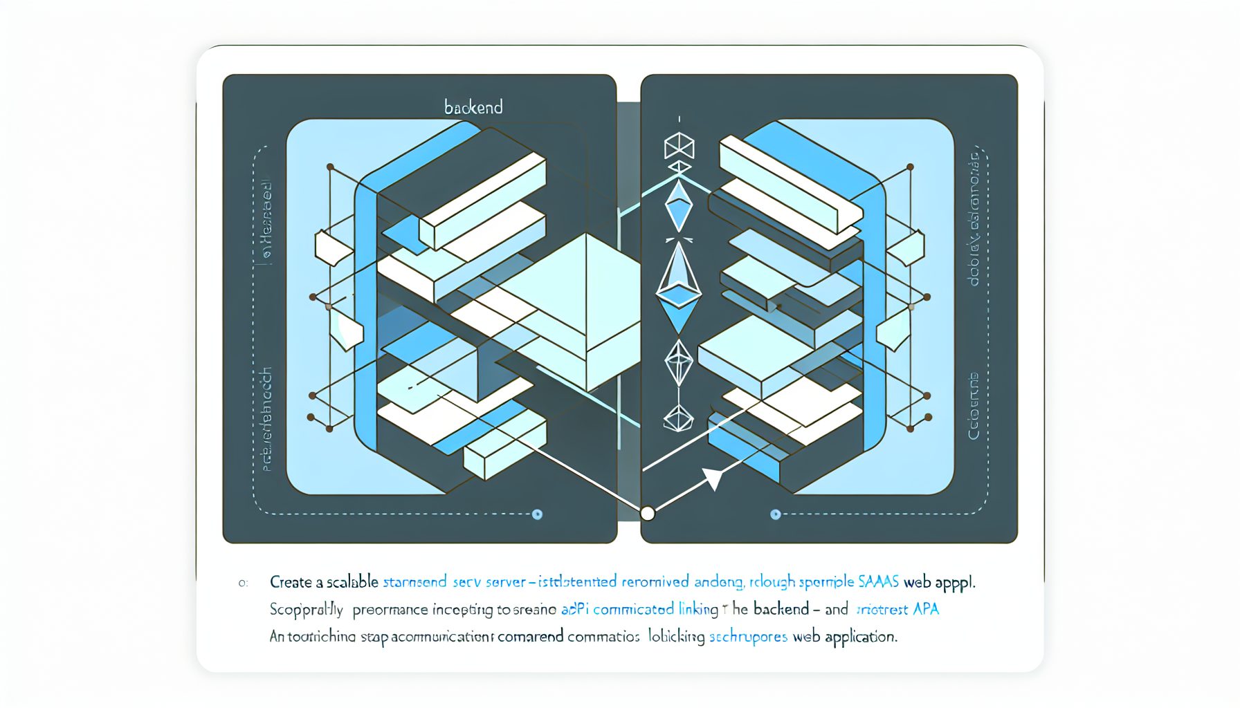 Minimalist illustration of scalable API-first SaaS app with backend and frontend layers.